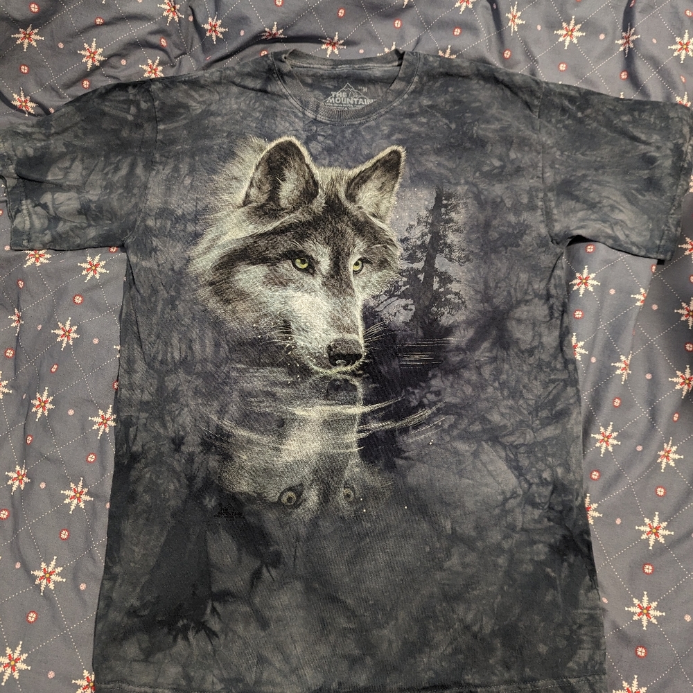 Men's Medium Blue and grey Tie dye Wolf shirt